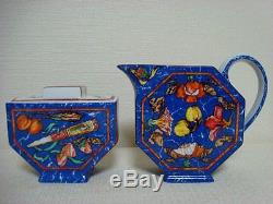 Auth HERMES'Tea pot','Sugar pot''Milk pitcher' Marqueterie de Pierres