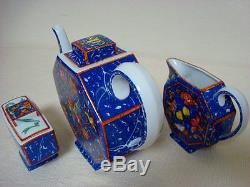 Auth HERMES'Tea pot','Sugar pot''Milk pitcher' Marqueterie de Pierres