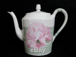 Authentic HERMES'Tea pot','Sugar pot''Milk pitcher'Set LES PIVOINES