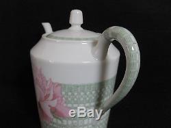 Authentic HERMES'Tea pot','Sugar pot''Milk pitcher'Set LES PIVOINES