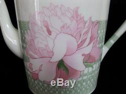 Authentic HERMES'Tea pot','Sugar pot''Milk pitcher'Set LES PIVOINES