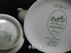 Authentic HERMES'Tea pot','Sugar pot''Milk pitcher'Set LES PIVOINES