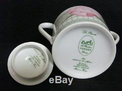 Authentic HERMES'Tea pot','Sugar pot''Milk pitcher'Set LES PIVOINES