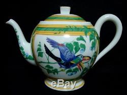 Authentic HERMES'Tea pot','Sugar pot' &'Milk pitcher'Set Toucans