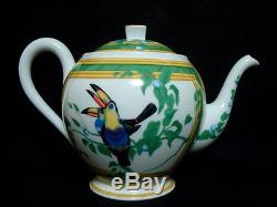 Authentic HERMES'Tea pot','Sugar pot' &'Milk pitcher'Set Toucans