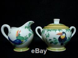 Authentic HERMES'Tea pot','Sugar pot' &'Milk pitcher'Set Toucans