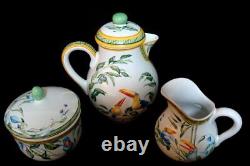 Authentic Hermes PotteryToucansTea-pot Set Moustiers