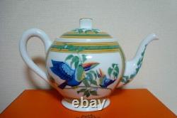 Authentic Hermes Toucans'Tea pot','Sugar pot' &'Milk pitcher' Set