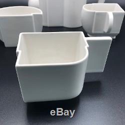 Authentic Numbered Kazmir Malevich Suprematist White Porcelain Tea Set