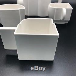 Authentic Numbered Kazmir Malevich Suprematist White Porcelain Tea Set