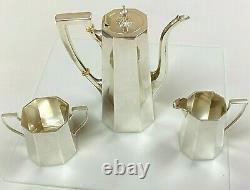 Authentic Tiffany & Co. Sterling Silver 925 Art Deco Teapot Creamer & Sugar Set