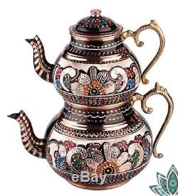 Authentic Turkish Traditional Tea Pot Handmade Handhammered Teapot Set Tea Maker