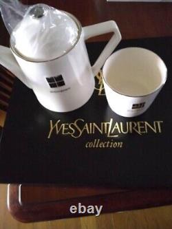 Authentic Yves Saint Laurent Vintage YSL Tea Pot Cup Set White Deadstock
