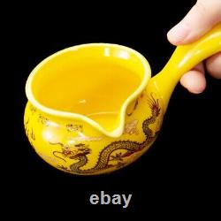 Automatic tea set porcelain Handmade dragon print tea pot matching tea cup Set