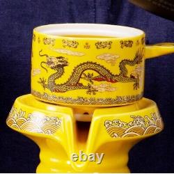 Automatic tea set porcelain Handmade dragon print tea pot matching tea cup Set