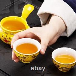 Automatic tea set porcelain Handmade dragon print tea pot matching tea cup Set