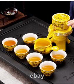 Automatic tea set porcelain Handmade dragon print tea pot matching tea cup Set