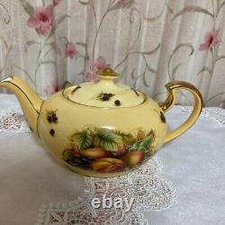 Aynsley Orchard Gold Teapot Creamer Sugar Pot Plate Set
