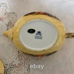 Aynsley Orchard Gold Teapot Creamer Sugar Pot Plate Set