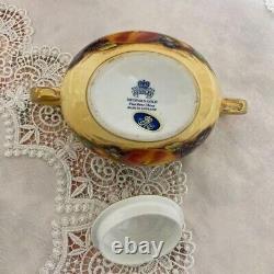 Aynsley Orchard Gold Teapot Creamer Sugar Pot Plate Set