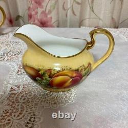 Aynsley Orchard Gold Teapot Creamer Sugar Pot Plate Set