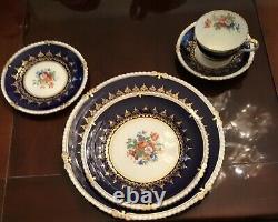 Aynsley Royal Worcester cobalt gold dinner plate rose tea cup teapot set 8 58 pc