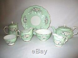 Aynsley Soft Green Floral 22piece Tea Set with Matching Teapot & Water Jug