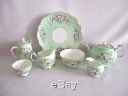 Aynsley Soft Green Floral 22piece Tea Set with Matching Teapot & Water Jug