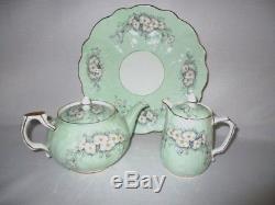 Aynsley Soft Green Floral 22piece Tea Set with Matching Teapot & Water Jug