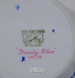 BEAUTIFUL SHELLEY DAINTY BLUE ENGLISH FINE BONE CHINA TEA SET TEAPOT CREAM SUGAR