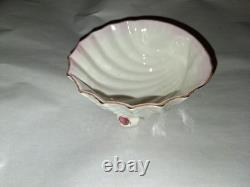 BELLEEK Pottery Neptune Pink Seashell Pattern Porcelain Tea Pot, Sugar, Creamer