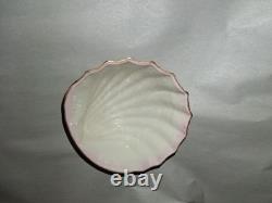 BELLEEK Pottery Neptune Pink Seashell Pattern Porcelain Tea Pot, Sugar, Creamer
