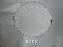 BELLEEK Pottery Neptune Pink Seashell Pattern Porcelain Tea Pot, Sugar, Creamer