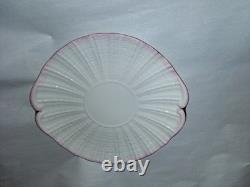 BELLEEK Pottery Neptune Pink Seashell Pattern Porcelain Tea Pot, Sugar, Creamer