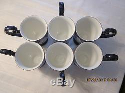 BOMBAY 9 PIECE TEA SET IN DARK BLUE DESIGN WITH PLATINUM TRIM