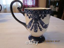BOMBAY 9 PIECE TEA SET IN DARK BLUE DESIGN WITH PLATINUM TRIM