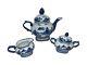 Bombay Company Blue & White Willow Teapot & Sugar Bowl Creamer Set 5 Pc Vintage