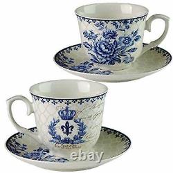 BTaT- Blue Dream Tea Set, Tea cups (8oz), Tea Pot (48oz), Creamer and Sugar