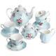 Btat- Floral Tea Set, Tea Cups (8oz), Tea Pot (38oz), Creamer And Sugar Set