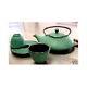 Bamboo Green Cast Iron Tea Set Teapot Teacups Ts9/06g