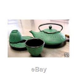 Bamboo Green Cast Iron Tea Set Teapot Teacups TS9/06G