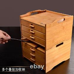 Bamboo puer tea storage box 3 drawers handmade puer cake tea box pu'er brick box