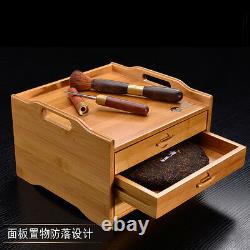 Bamboo puer tea storage box 3 drawers handmade puer cake tea box pu'er brick box