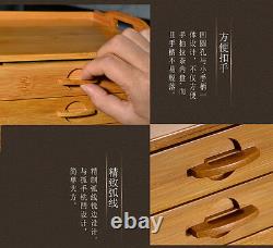 Bamboo puer tea storage box 3 drawers handmade puer cake tea box pu'er brick box