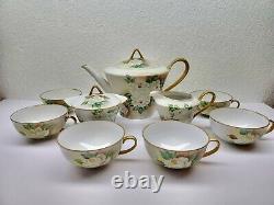 Bareuther Bavaria Germany Hand Painted Teapot Cream Sugar Signed 6 Tea Cups