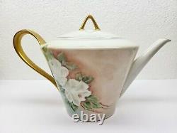 Bareuther Bavaria Germany Hand Painted Teapot Cream Sugar Signed 6 Tea Cups