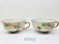 Bareuther Bavaria Germany Hand Painted Teapot Cream Sugar Signed 6 Tea Cups