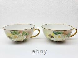 Bareuther Bavaria Germany Hand Painted Teapot Cream Sugar Signed 6 Tea Cups