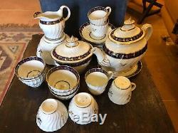 Barr Worcester C1790 Whorl Tea Set Thistle Decoration Inc Teapot Sugar Tea Bowls