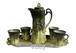 Bavaria Chocolate Pot Tea Coffee Hand Painted Artist Signed A Koch Lot Set Of 8